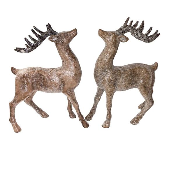 Reindeer Christmas Holiday Decor Glitter Standing Figurines - Picture 1 of 9